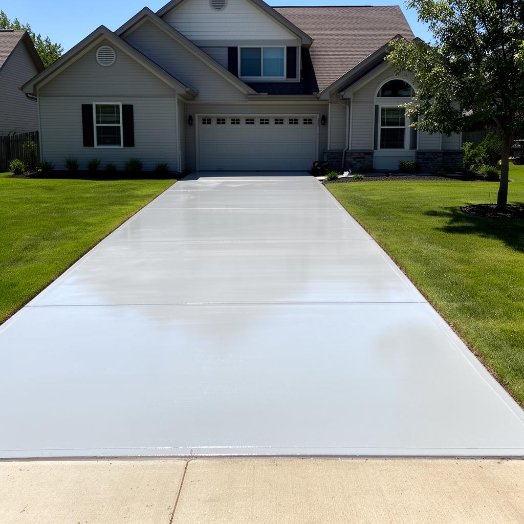 Driveway Pressure Washing — after professional landscaping